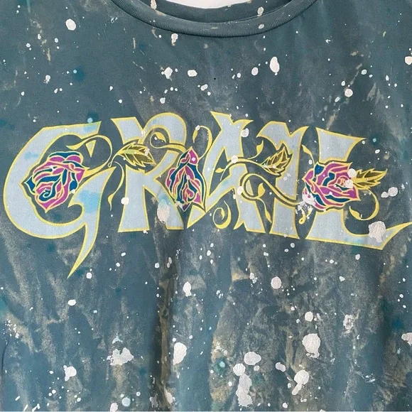 Y2K Grail Paint Splatter Rose Graphic T-shirt - Picture 3 of 8